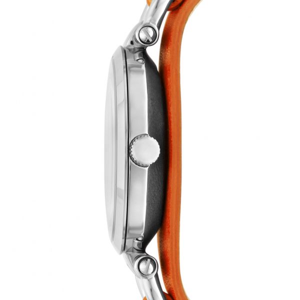  Georgia Three Hand Leather Watch - Orange 