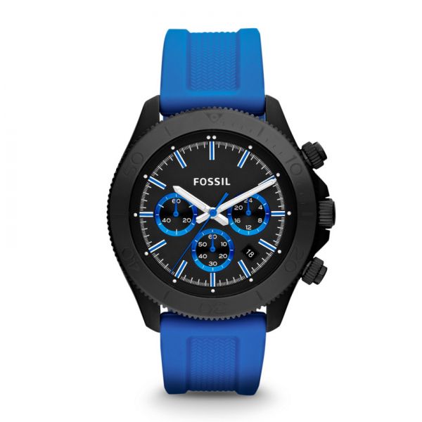  Retro Traveler Chronograph Silicone Watch - Blue 