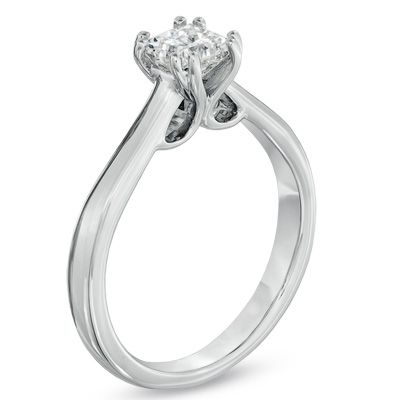  3/4 CT. Certified Canadian Princess-Cut Diamond Solitaire Engagement Ring in 18K White Gold (I/SI2)