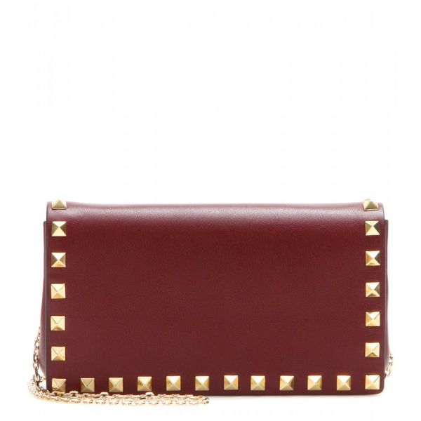 Rockstud leather clutch