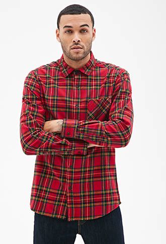 Plaid Flannel Collared Shirt