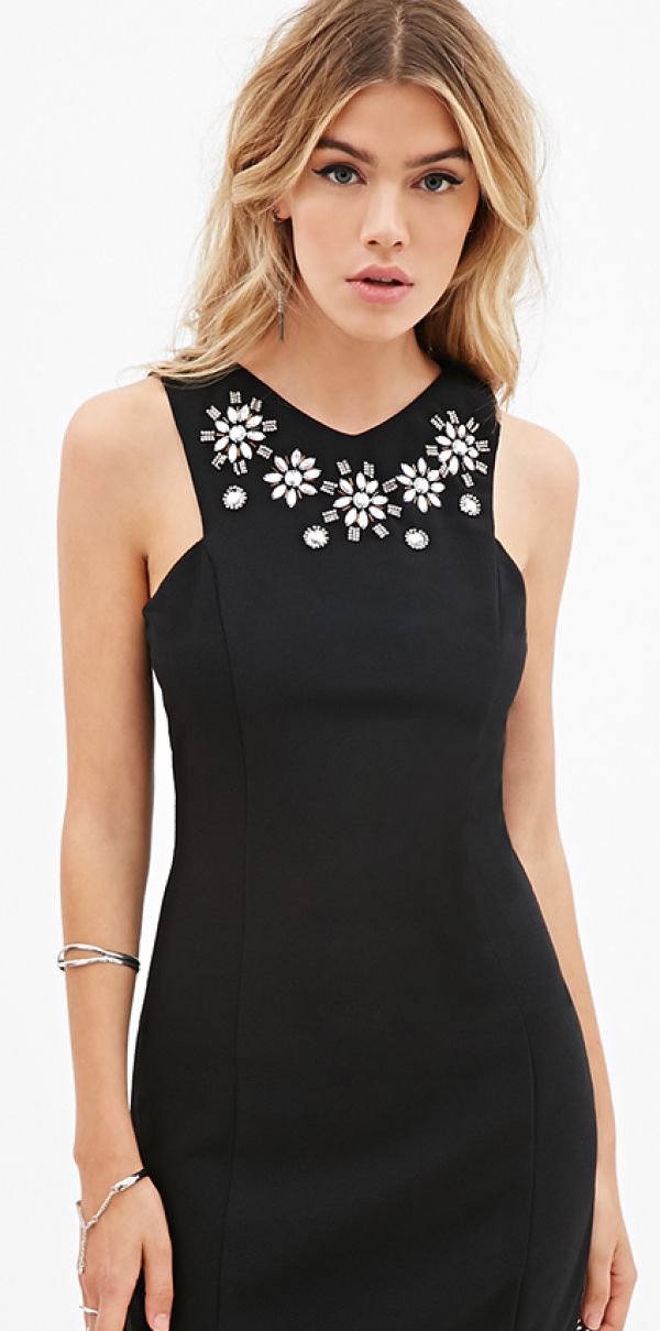 Rhinestone-Embellished Sheath Dress