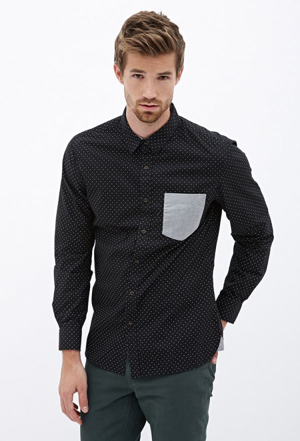 Collared Dot Print Shirt