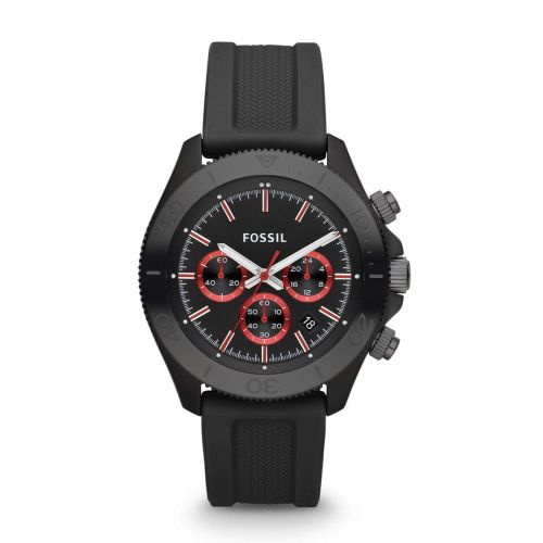  Retro Traveler Chronograph Silicone Watch - Black 