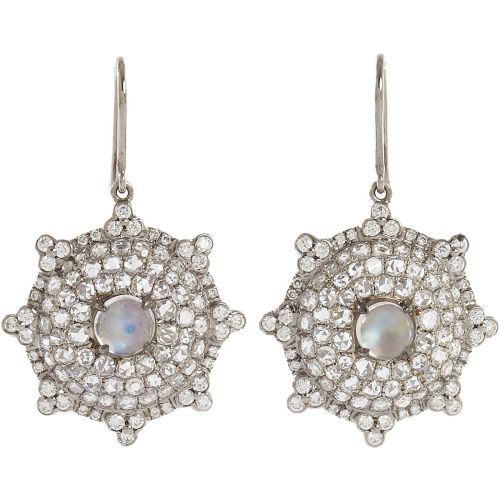 Diamond &amp; Moonstone Earrings 