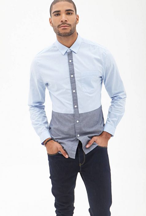 Colorblocked Button-Down Shirt