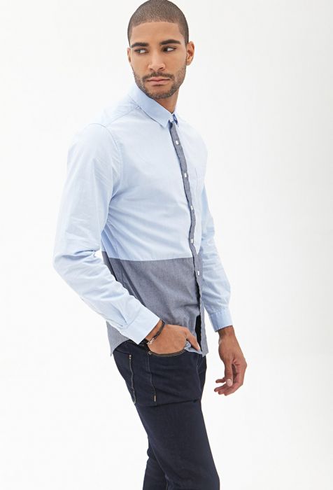 Colorblocked Button-Down Shirt