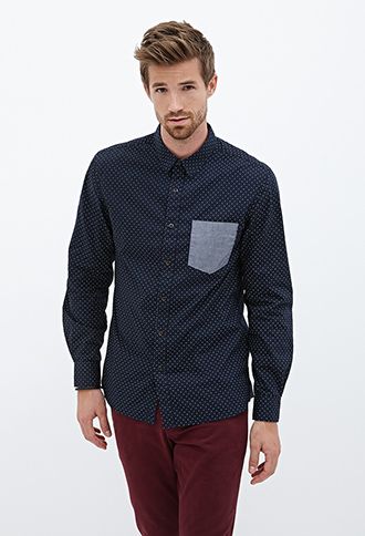 Collared Dot Print Shirt