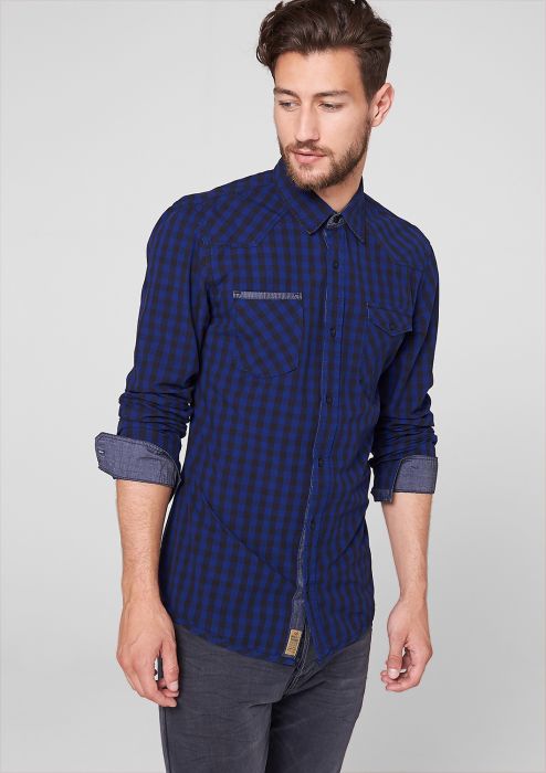 Slim: check shirt with cambric